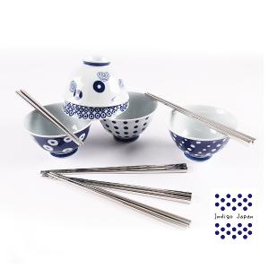 【西海陶器】藍丸紋5入飯碗組(日本波佐見燒)