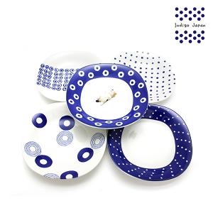 【西海陶器】藍丸紋5入多用盤組(日本美濃燒)
