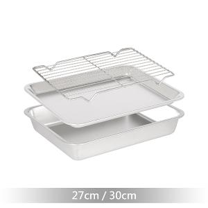 【Nerez】耐樂斯304不鏽鋼雙層深+淺調理盤(附架)