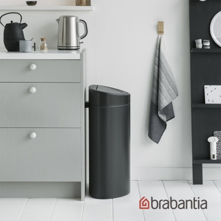 Brabantia TOUCH BIN NEW 半月式按壓垃圾桶40L-尊爵黑