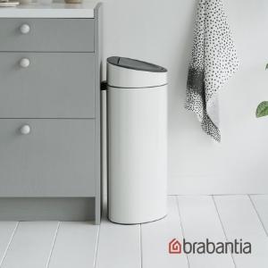 Brabantia TOUCH BIN NEW 半月式按壓垃圾桶40L-純淨白