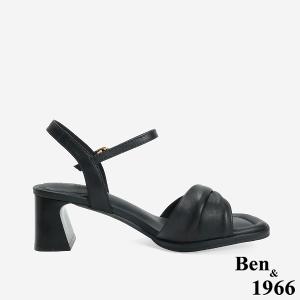 Ben&1966 高級羊皮氣質扭結高跟涼鞋-黑(246671)
