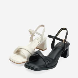 Ben&1966 高級羊皮氣質扭結高跟涼鞋-黑(246671)