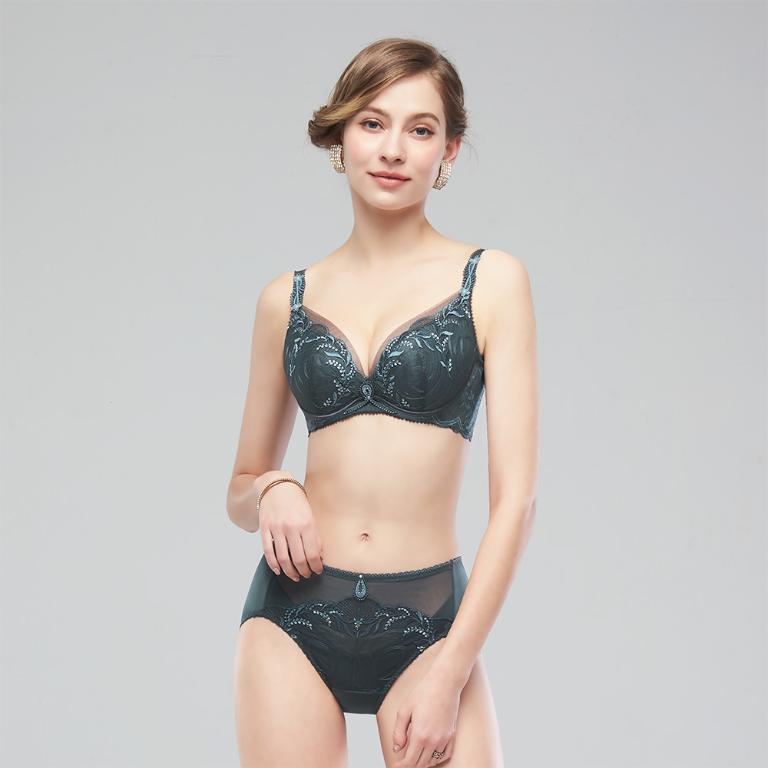 【思薇爾】麥香情迷系列B-E罩軟鋼圈涼感蕾絲刺繡集中包覆女內衣(深岩灰)