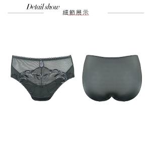 【思薇爾】麥香情迷系列M-XXL蕾絲刺繡中腰三角女內褲(深岩灰)