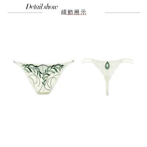 【思薇爾】麥香情迷系列M-XL蕾絲刺繡低腰丁字褲(萃香綠)