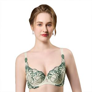 【思薇爾】麥香情迷系列C-G罩軟鋼圈涼感背心型蕾絲刺繡集中包覆女內衣(萃香綠)