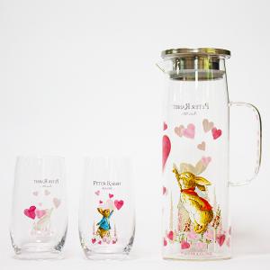 中秋獻禮_PETER RABBIT 比得兔 耐熱玻璃冷水壺及水杯3件組-心心相印