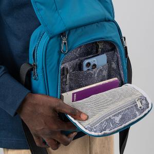 Pacsafe  LS200 ECONYL® Fabric 都市防盜斜肩包(7L)-潮汐藍