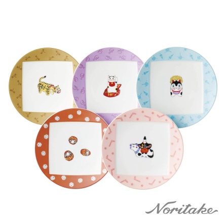 Noritake 日式幸運紋5入-點心盤15.5cm(可微波)