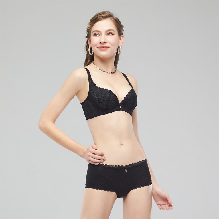 【思薇爾】撩波薔薇天使系列D-F罩涼感抗菌蕾絲集中包覆女內衣(黑色)