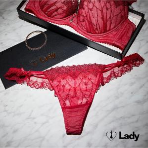 Lady 夢影綺想系列 刺繡 蕾絲 低腰 丁字褲 (綺麗紅)