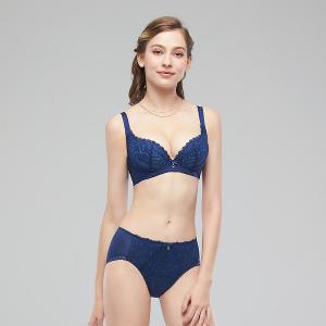 【思薇爾】撩波薔薇天使系列D-F罩涼感抗菌蕾絲集中包覆女內衣(花青藍)