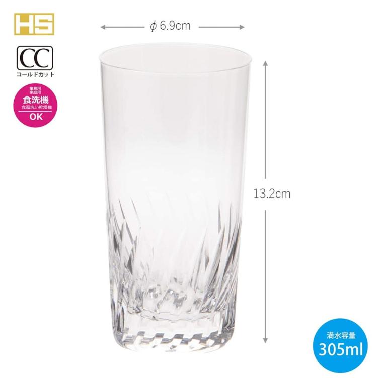 東洋佐佐木 HS杯口強化 斜紋切子玻璃杯-305ml