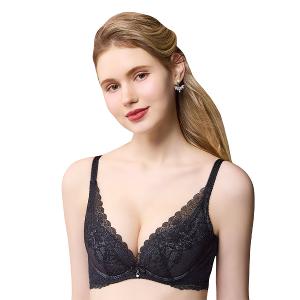 【思薇爾】撩波薔薇天使系列B-E罩抗菌蕾絲集中包覆女內衣(黑色)