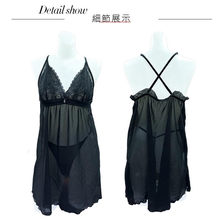 【思薇爾】撩波薔薇天使系列連身蕾絲性感睡衣(黑色)