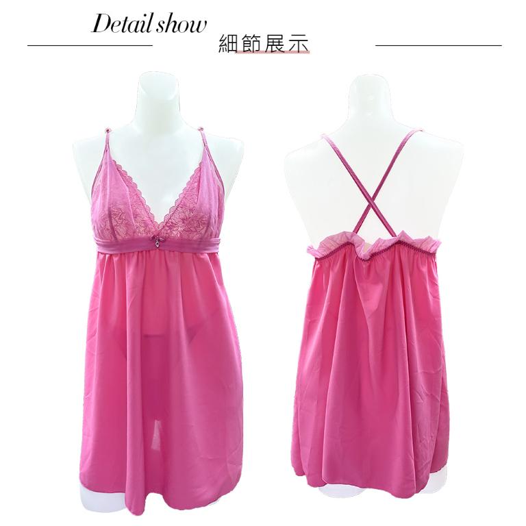 【思薇爾】撩波薔薇天使系列連身蕾絲性感睡衣(薔薇粉)