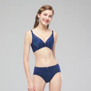 【思薇爾】撩波薔薇天使系列B-E罩抗菌蕾絲集中包覆女內衣(花青藍)