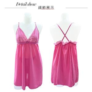 【思薇爾】撩波薔薇天使系列連身蕾絲性感睡衣(薔薇粉)