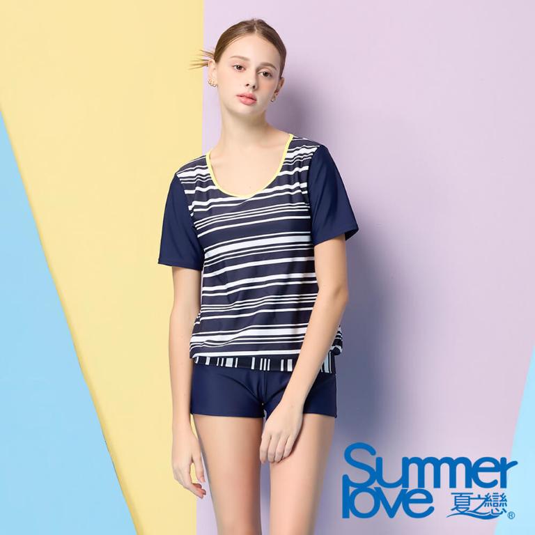 【Summer Love 夏之戀】大女短袖長版二件式泳衣S24708