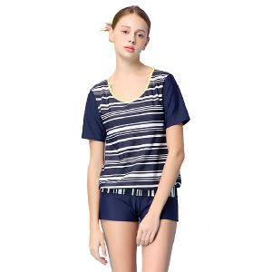 【Summer Love 夏之戀】大女短袖長版二件式泳衣S24708