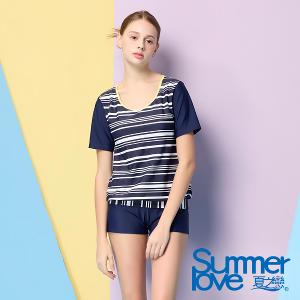 【Summer Love 夏之戀】大女短袖長版二件式泳衣S24708