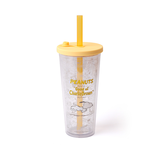 Peanuts史努比雙層透明吸管杯