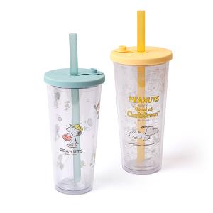 Peanuts史努比雙層透明吸管杯