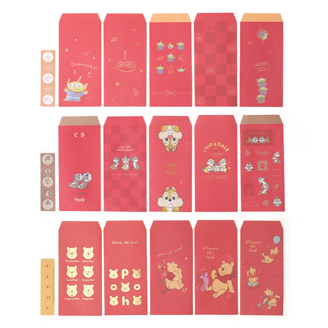 迪士尼燙金紅包袋5入組-附貼紙