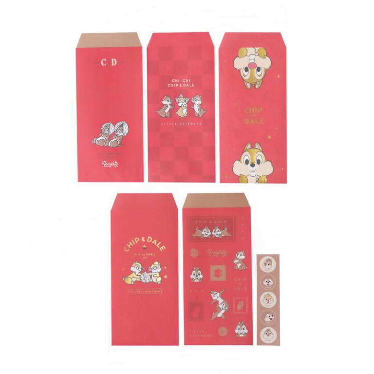 迪士尼燙金紅包袋5入組-附貼紙