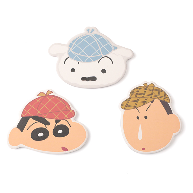 蠟筆小新陶瓷吸水造型杯墊 偵探系列