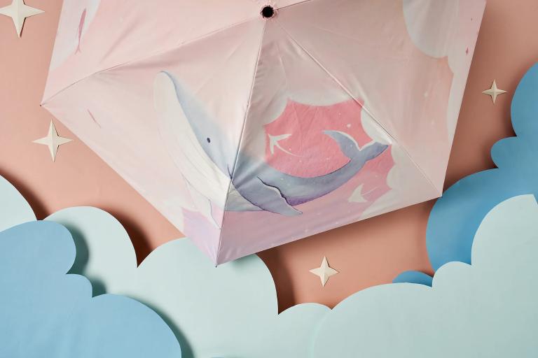 鯨的雲朵飛行自動傘|聯名傘|微光分子|大傘面23吋|台灣福懋傘布(防曬/抗UV/防風/雨傘/安全不回彈)