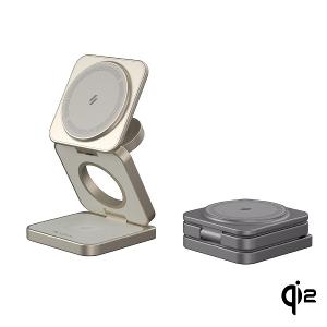 ADAM 亞果元素 Mag 3 Pro Qi2 15W磁吸三用無線充電座