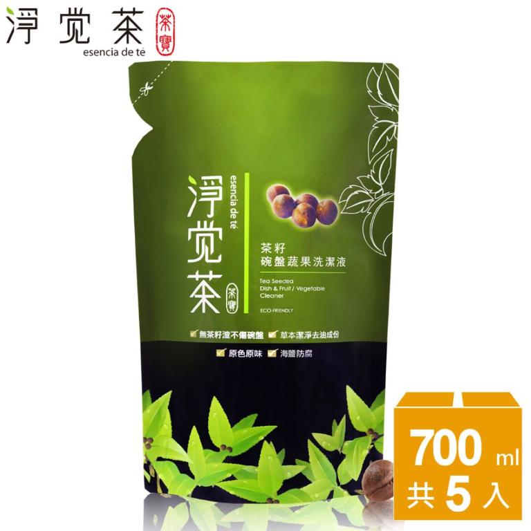 淨覺茶 茶籽碗盤蔬果洗潔液補充包700ml*5