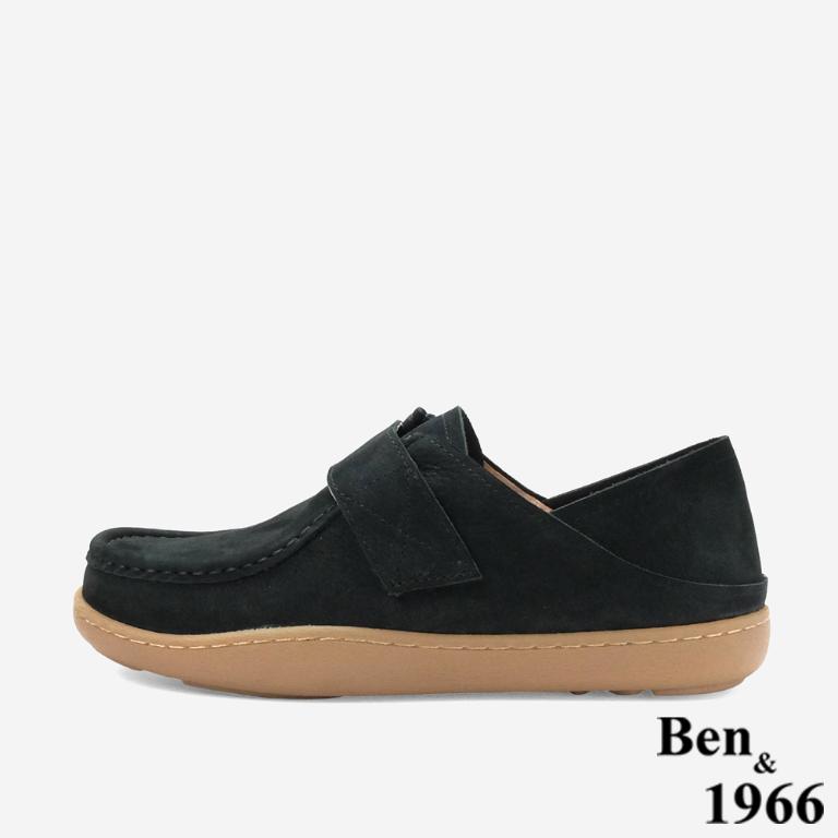 Ben&1966 高級磨砂牛皮慵懶兩穿舒適厚底包鞋-黑(248081)