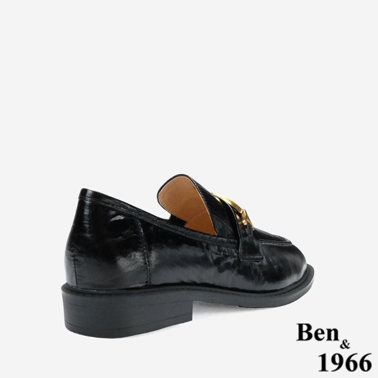 Ben&1966 高級質感牛油皮個性復古樂福鞋-黑(248091)
