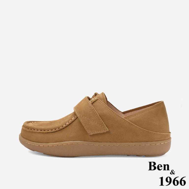Ben&1966 高級磨砂牛皮慵懶兩穿舒適厚底包鞋-卡其(248082)