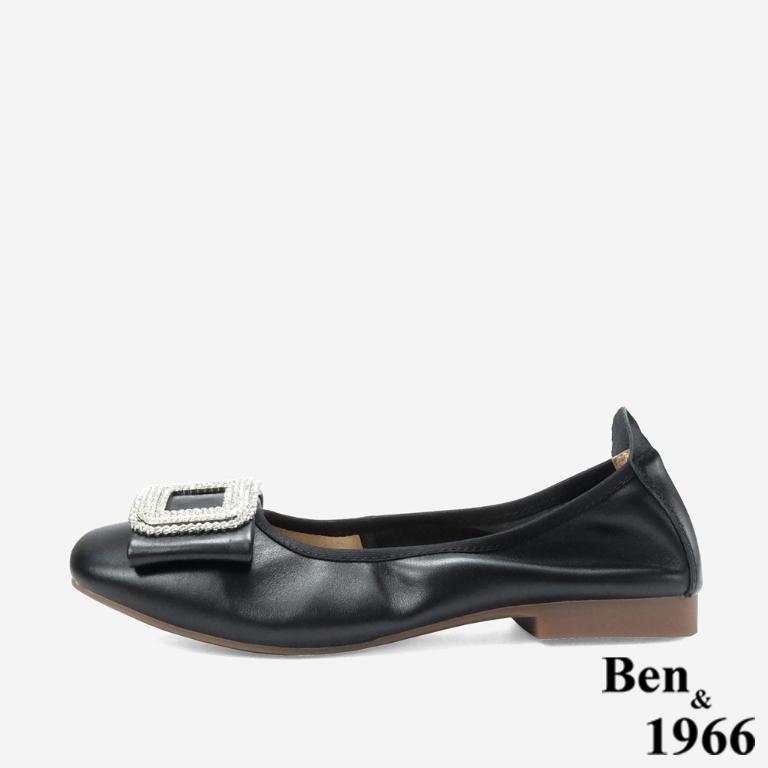 Ben&1966 高級頭層牛皮高雅方鑽包鞋-黑(248191)