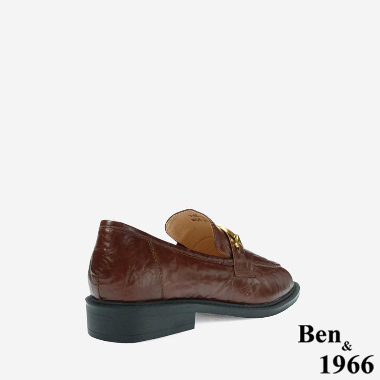 Ben&1966 高級質感牛油皮個性復古樂福鞋-咖啡(248092)