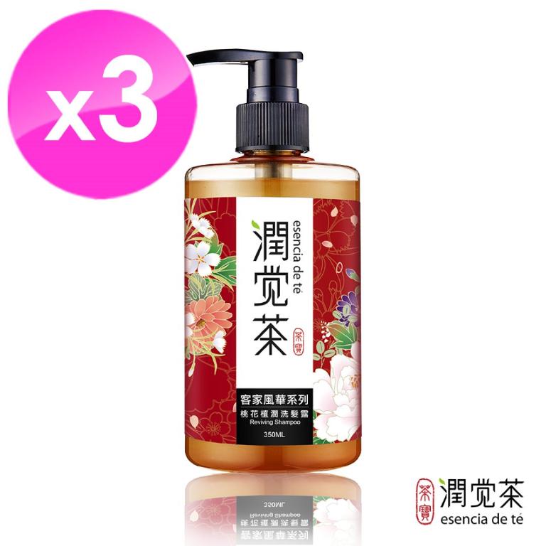 潤覺茶 桃花柔潤茶籽洗髮露*3