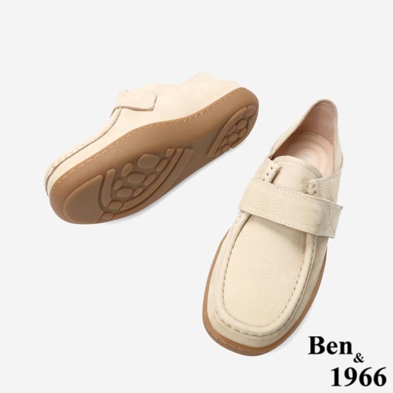 Ben&1966 高級磨砂牛皮慵懶兩穿舒適厚底包鞋-杏色(248083)
