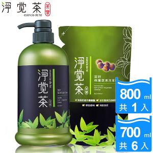 淨覺茶 茶籽碗盤蔬果洗潔液800ml*1+補充包700ml*6