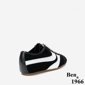 Ben&1966 高級頭層牛皮舒適百搭復古德訓鞋-黑(248141)