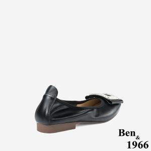 Ben&1966 高級頭層牛皮高雅方鑽包鞋-黑(248191)