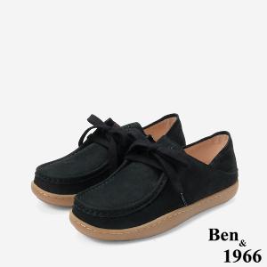 Ben&1966 高級磨砂牛皮慵懶兩穿舒適厚底綁帶包鞋-黑(248151)