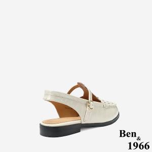 Ben&1966 高級質感牛油皮編織後空樂福鞋-米白(248132)