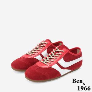 Ben&1966 高級頭層牛皮舒適百搭復古德訓鞋-紅(248142)