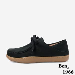 Ben&1966 高級磨砂牛皮慵懶兩穿舒適厚底綁帶包鞋-黑(248151)