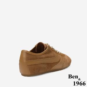 Ben&1966 高級頭層牛皮舒適百搭復古德訓鞋-卡其(248143)