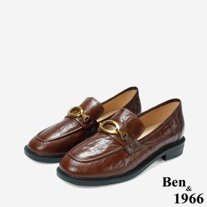 Ben&1966 高級質感牛油皮個性復古樂福鞋-咖啡(248092)